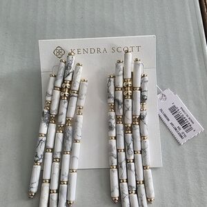 Kendra Scott Ember Marble and Gold Linear Earrings